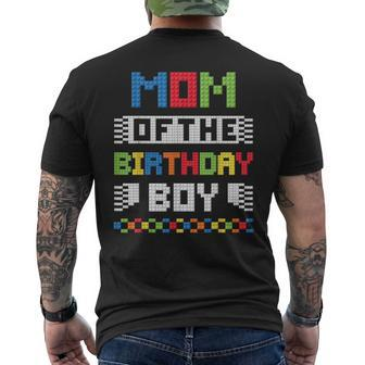 Mom Of The Birthday Boys Building Bricks Master Builder Men's T-shirt Back Print - Monsterry DE