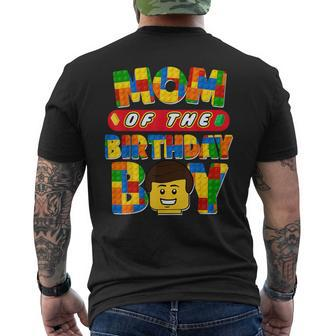 Mom And Dad Birthday Boy Building Brick Family Matching Men's T-shirt Back Print - Monsterry DE