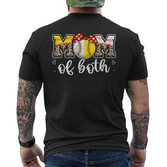 Mom Of Both Leopard Game Day Baseball Softball Mother's Day Men's T-shirt Back Print - Seseable