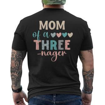 Mom Of A Threenager 3Rd Birthday Matching Family Boho Men's T-shirt Back Print - Seseable