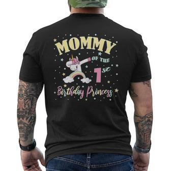 Mommy Of The 1St Birthday Princess 1 Year Old Unicorn Mom Men's T-shirt Back Print - Monsterry CA