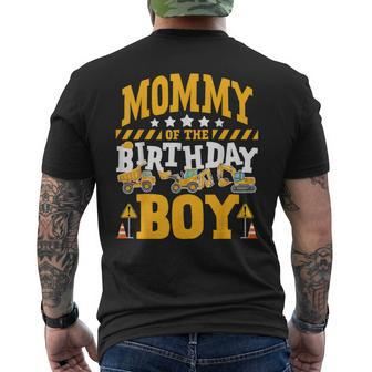 Mommy Of The Birthday Boy Excavator Construction Truck Men's T-shirt Back Print - Monsterry UK