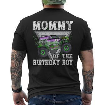 Mommy Of The Birthday Boy Monster Truck Birthday Family Men's T-shirt Back Print - Seseable