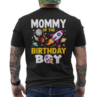 Mommy Of The Birthday Boy Space Bday Party Celebration Men's T-shirt Back Print - Thegiftio UK