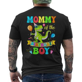 Mommy Of The Birthday Boy T-Rex Dinosaur Birthday Party Men's T-shirt Back Print - Seseable