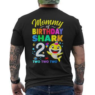 Mommy Of Birthday Shark 2Nd Matching Oufit Party For Family Men's T-shirt Back Print | Mazezy