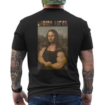 Mona Lifta Parodie Kurzärmliges Herren-T-Kurzärmliges Herren-T-Shirt, Muskulöse Mona Lisa Fitness Humor - Seseable