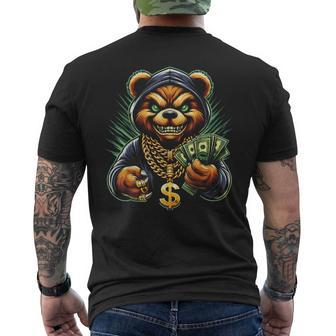 Money Calling Hip Hop Bear Teddy Gangster Rap Swag Dope Men's T-shirt Back Print | Mazezy CA
