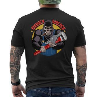 Monkey Wrench Mechanic Grease Monkey Car Repair Technician Men's T-shirt Back Print - Monsterry