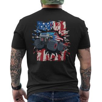 Monster Truck 4Th Of July Boys American Flag Usa Men's T-shirt Back Print - Monsterry AU