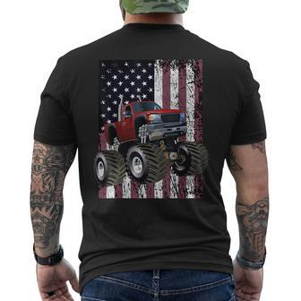 Monster Truck American Flag Racing Usa Boys Jam Men's T-shirt Back Print - Monsterry CA