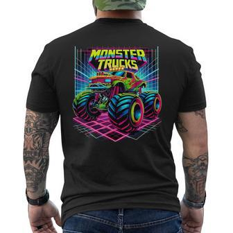 Monster Truck Birthday Party Retro Monster Trucks Men's T-shirt Back Print | Mazezy UK