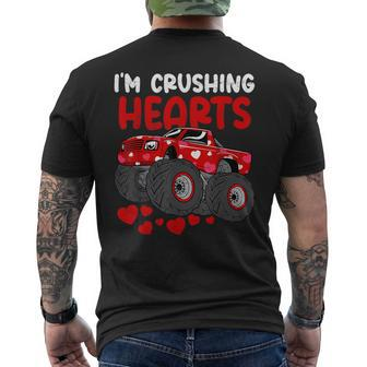 Monster Truck Crushing Crush Hearts Day Happy Valentines Men's T-shirt Back Print - Seseable