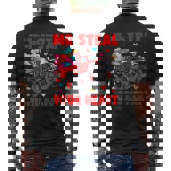 Monster Truck Mr Steal Your Heart Valentines Day Toddler Boy Men's T-shirt Back Print - Monsterry