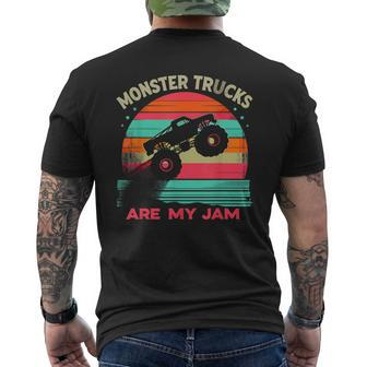 Monster Trucks Are My Jam Retro Vintage Sunset Boys Men Men's T-shirt Back Print - Seseable