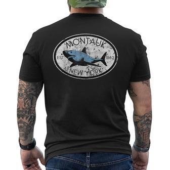 Montauk New York Fishing Shark Fish Beach Boating Ny Vintage Mens Back Print T-shirt - Thegiftio UK