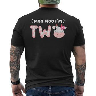 Moo Moo I'm Two 2Nd Birthday Outfit Cow Farm Animals Lover Men's T-shirt Back Print - Monsterry CA