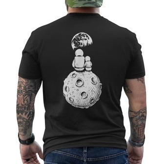 Moon And Astronaut Dad And Baby Space Matching Dad And Baby Men's T-shirt Back Print - Monsterry CA