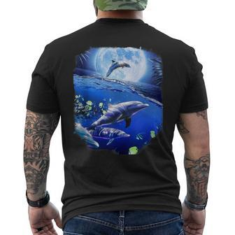 Moon Dolphin Space Dolphins Men's T-shirt Back Print - Monsterry AU