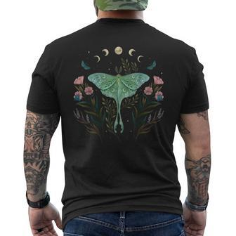 Moon Phases Luna Moth Insect Lover Cottagecore Aesthetic Men's T-shirt Back Print | Mazezy