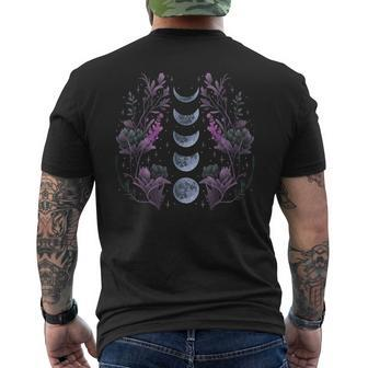 Moon Phases Wild Flowers Wiccan Wicca Witch Pagan Cute Retro Men's T-shirt Back Print - Thegiftio UK
