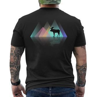 Moose Mountain Cute Colorful Geometric Pattern Silhouette Men's T-shirt Back Print - Monsterry AU