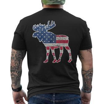 Moose Usa Flag Colorful Retro Vintage Men's T-shirt Back Print - Monsterry AU