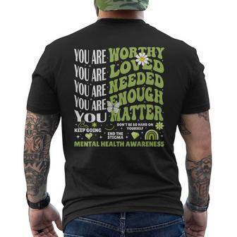 Motivational Support Warrior Mental Health Awareness Matters Men's T-shirt Back Print - Seseable