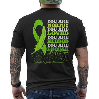 Motivational Support Warrior Mental Health Awareness Men's T-shirt Back Print - Seseable