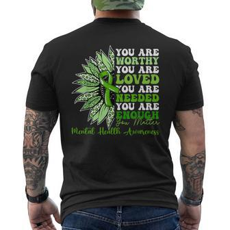 Motivational Support Warrior Mental Health Awareness Men's T-shirt Back Print | Mazezy AU