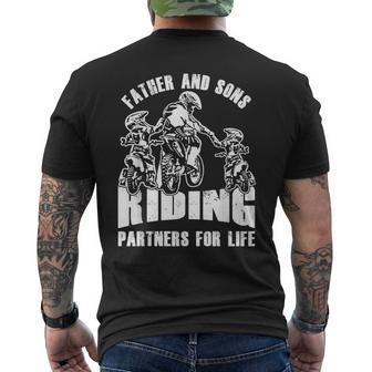 Motocross Dirt Bike Dad Motorcycle Ride Father Kids Mens Back Print T-shirt | Mazezy