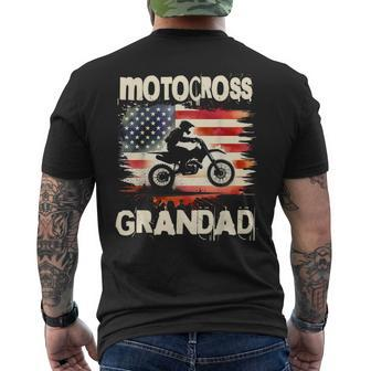 Motocross Grandad Vintage American Flag Motorbike Men's T-shirt Back Print - Monsterry UK