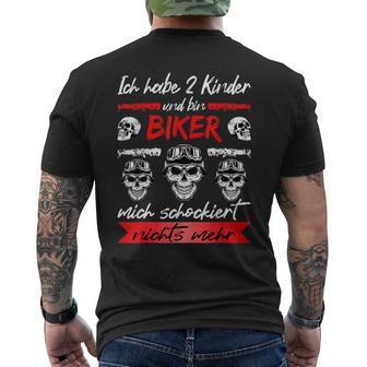 Motorcycle Rider Ich Habe 2 Kinder And Bin Biker Motorcycle T-Shirt mit Rückendruck - Geschenkecke