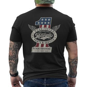Motorcycle Shop No 1 Vintage Biker Usa Pride Classic Men's T-shirt Back Print - Monsterry CA
