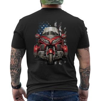 Motorcycle Trike American Patriotic Motortrike Us Flag Trike Men's T-shirt Back Print - Monsterry