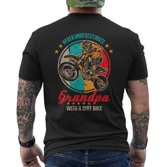 Motorcycle Never Underestimate Grandpa With A Dirt Bike Men's T-shirt Back Print - Monsterry UK