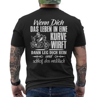 Motorcycle Wenn Dich Das Leben In Ein Kurve Throw T-Shirt mit Rückendruck - Seseable