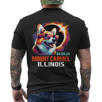 Mount Carmel Illinois Total Solar Eclipse 2024 Corgi Dog Men's T-shirt Back Print - Seseable