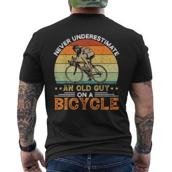 Mountain Bike Never Underestimate An Old Guy On A Bicycle Men's T-shirt Back Print - Monsterry