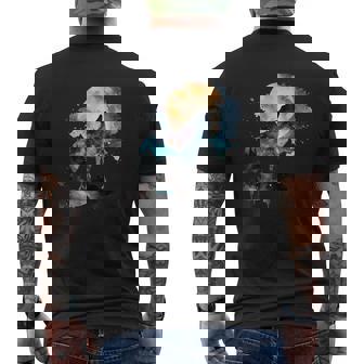 Mountain Wolf Multicolor Watercolor Portrait Men's T-shirt Back Print - Thegiftio