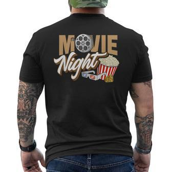 Movie Night Popcorn Movies Cinema Family Men's T-shirt Back Print - Monsterry