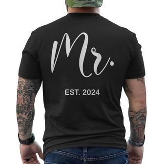 Mr Est 2024 Just Married Wedding Hubby Mr & Mrs Men Men's T-shirt Back Print - Monsterry DE