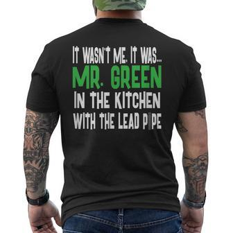 Mr Green Kitchen Lead Pipe Clue Men's T-shirt Back Print - Monsterry UK