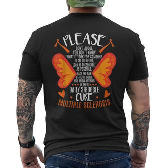 Ms Orange Ribbon Multiple Sclerosis Awareness Men's T-shirt Back Print - Monsterry