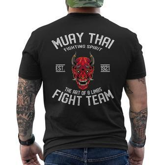 Muay Thai Fight Team Oni Demon Men's T-shirt Back Print - Monsterry