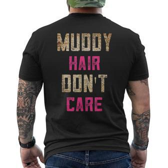Mud Run Stuff Muddy Hair Don't Care 5K Runners Running Team Men's T-shirt Back Print - Monsterry