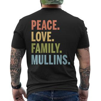 Mullins Last Name Peace Love Family Matching Men's T-shirt Back Print - Seseable