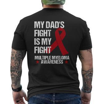 Multiple Myeloma Awareness Dad Burgundy Ribbon Mens Back Print T-shirt | Mazezy