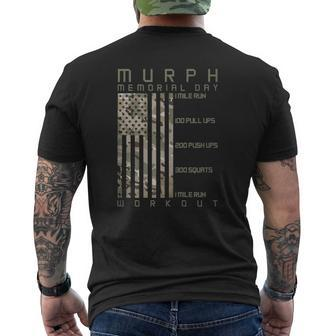 Murph Memorial Day Workout Wod Cam Multi Camo Flag Vertical Mens Back Print T-shirt - Thegiftio UK