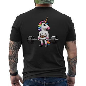 Muscle Gym Unicorn Bodybuilder Nerd Weightlifting Men's T-shirt Back Print - Monsterry DE